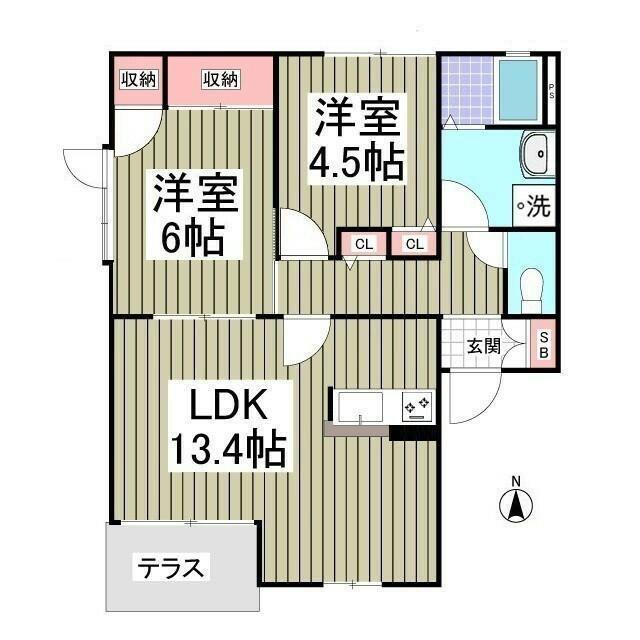 アコルデ21E棟(2LDK/1階)の間取り写真