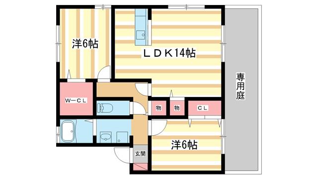 リッツハウス(2LDK/1階)の間取り写真
