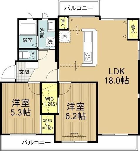 マンション北斗星(2LDK/2階)の間取り写真