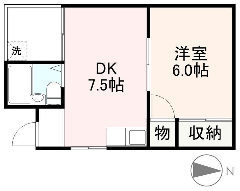 セントラルハイツ(1DK/2階)の間取り写真