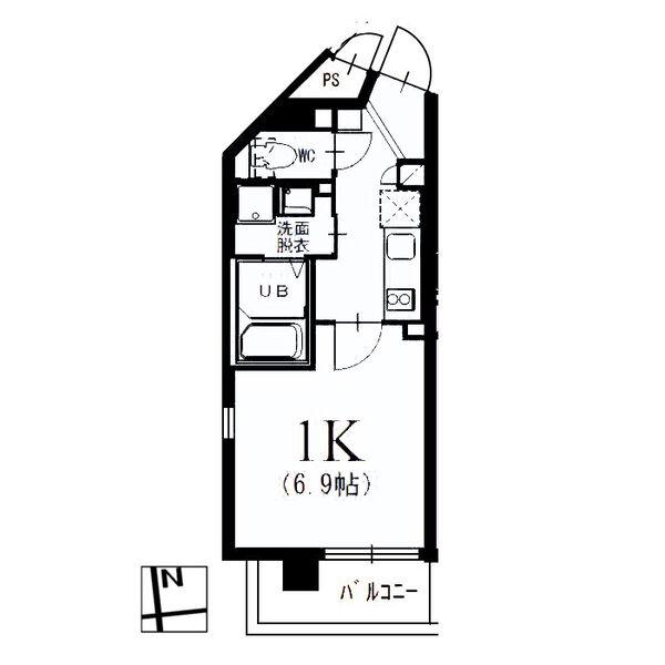 KマンションつるまいII(1K/5階)の間取り写真