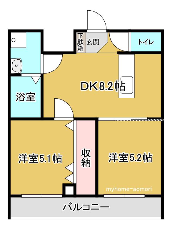 アルファマンション(2DK/3階)の間取り写真
