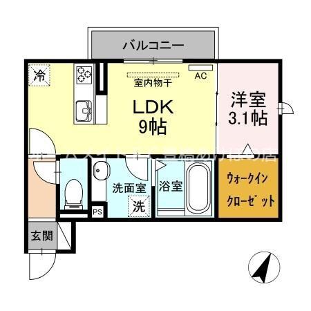 ティー.アイビー B(1LDK/3階)の間取り写真