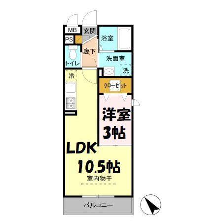 ROI DE LOURS Ⅱ(1LDK/1階)の間取り写真