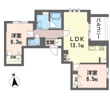 目黒ガーディアンヒルズ(2LDK/3階)の間取り写真