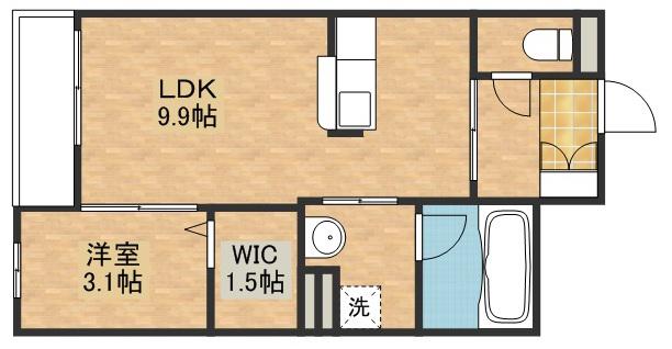 フォーリア(1SK/2階)の間取り写真