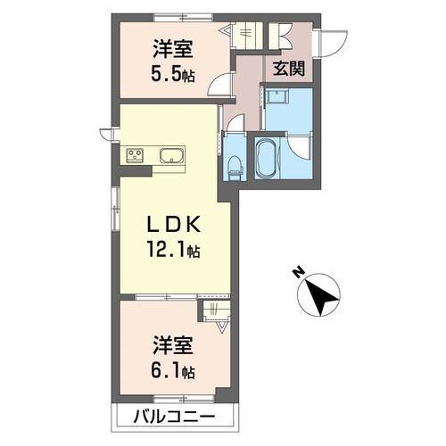 クリスタルコート(2LDK/2階)の間取り写真
