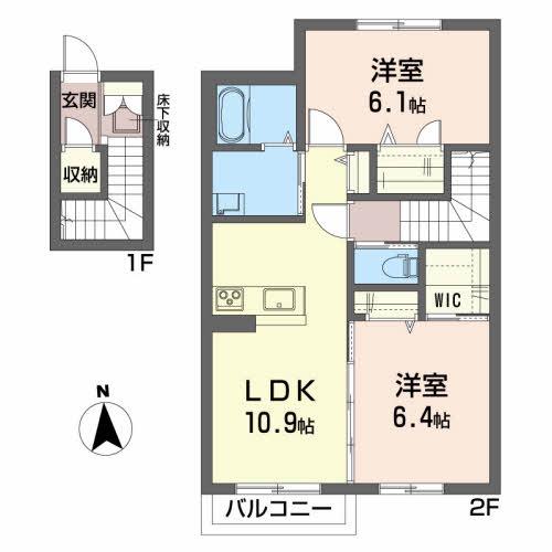 シャーメゾンSPRING(2LDK/2階)の間取り写真