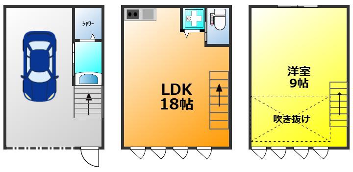 LE CIEL GARAGE HOUSE(1SLDK/1階)の間取り写真