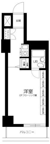 ライオンズマンション新富町第2(1K/6階)の間取り写真
