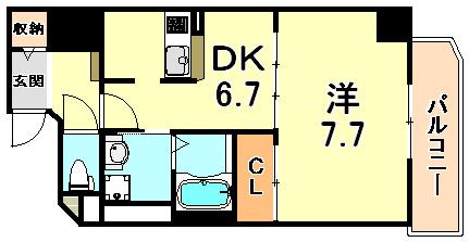 ヴィレッタの杜・住吉(1DK/7階)の間取り写真