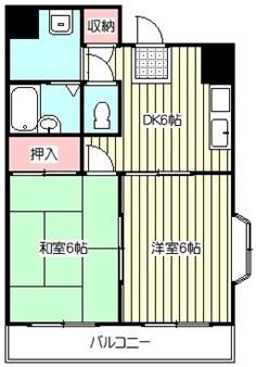杉田第3ビル(2DK/4階)の間取り写真