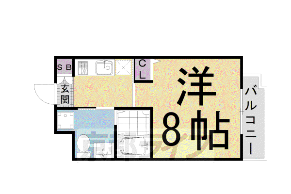 RAN-NIJO(1K/2階)の間取り写真