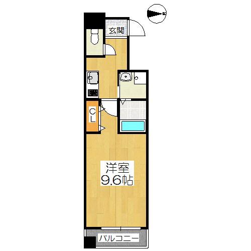 ビレイユ眞英富小路高辻(1K/2階)の間取り写真