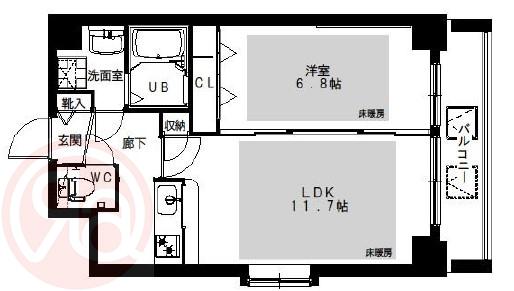 ラムール波除(1LDK/4階)の間取り写真