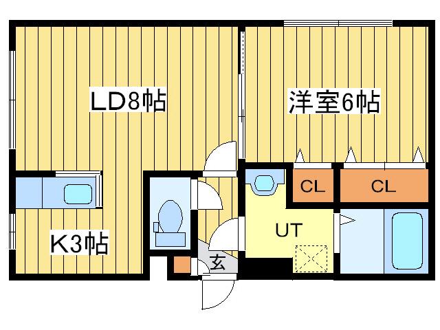 グランピア環状通東(1LDK/4階)の間取り写真