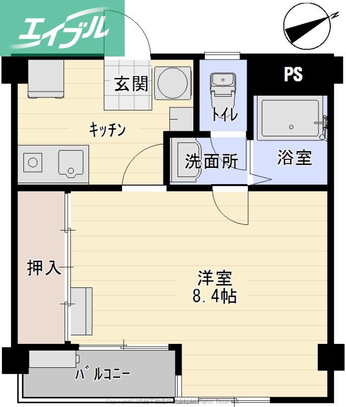 TAKEYARIハイツ(1K/1階)の間取り写真