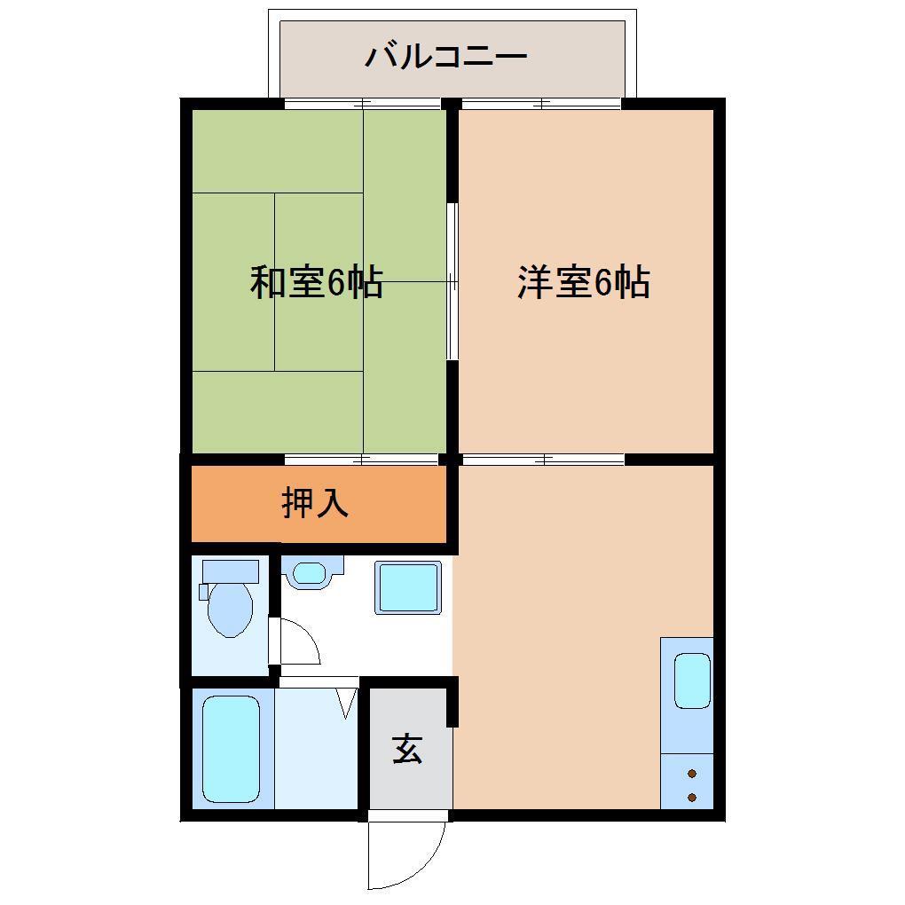 セジュール佐藤(2DK/2階)の間取り写真