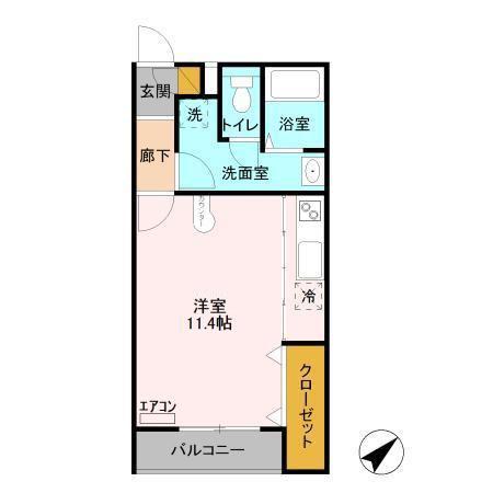 クレール・シャンブル(ワンルーム/2階)の間取り写真