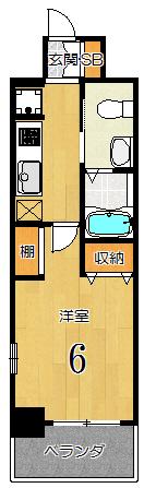 エステムプラザ京都三条大橋(1K/2階)の間取り写真