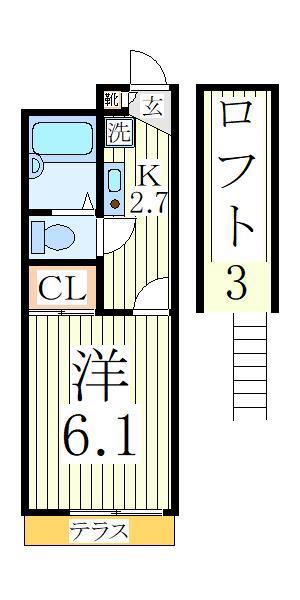 アルケミー逆井(1K/2階)の間取り写真