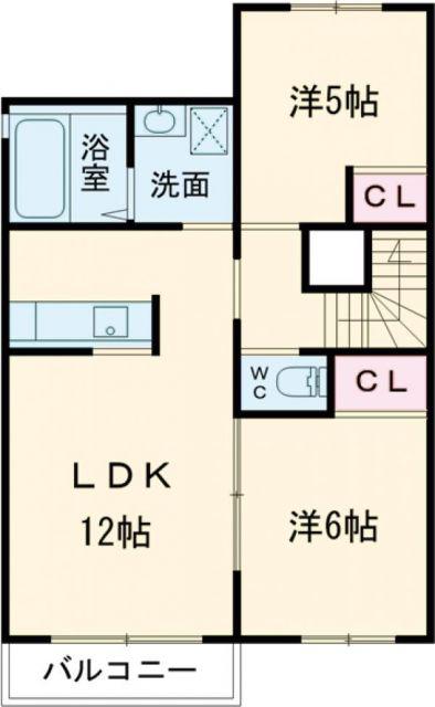 クラヴィエ桑野(2LDK/2階)の間取り写真