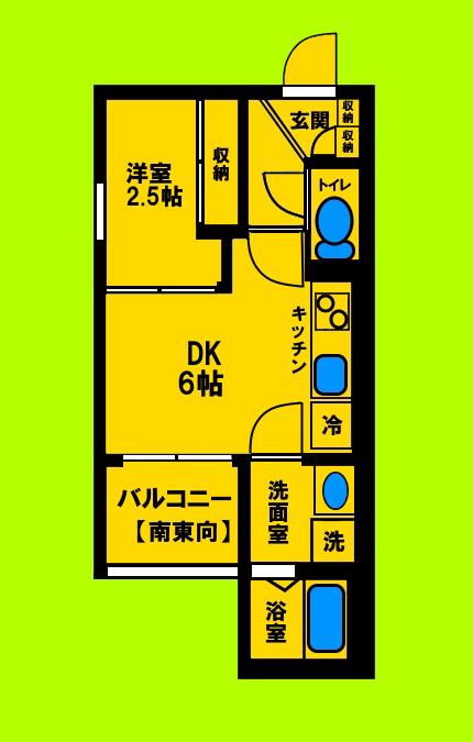 アドバンス豊津(1DK/2階)の間取り写真