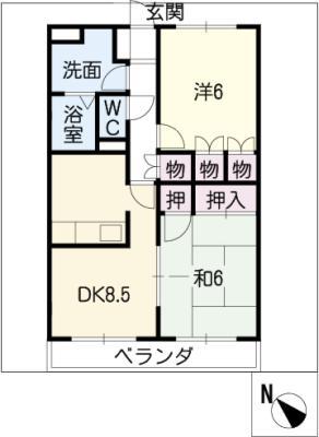 エスポワールM(2DK/4階)の間取り写真