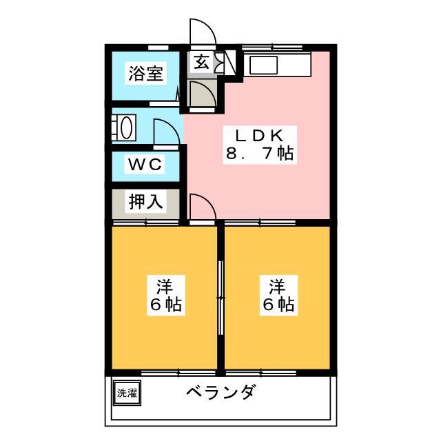 エポックハイムけんせい A(2LDK/2階)の間取り写真
