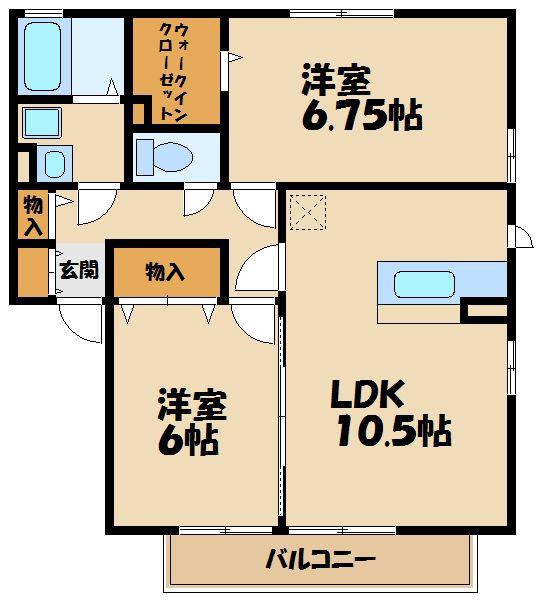 コンフォート弐番館(2LDK/1階)の間取り写真