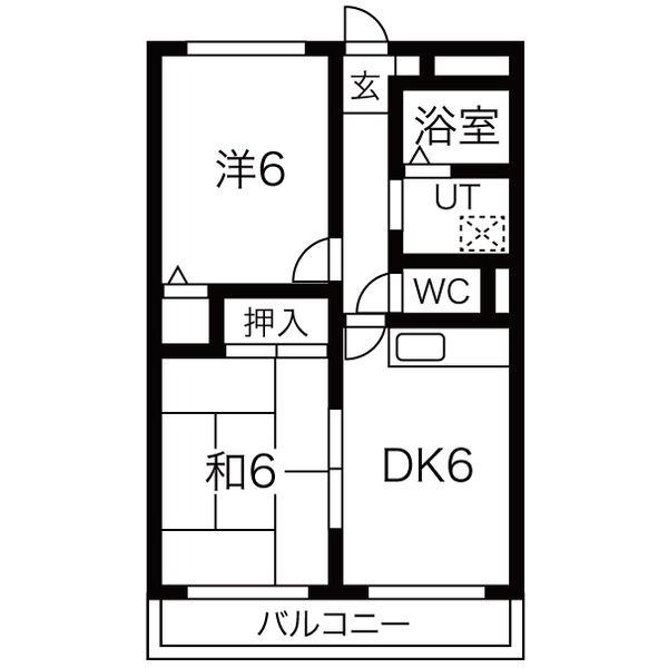 M.ヒューゲル(2DK/3階)の間取り写真