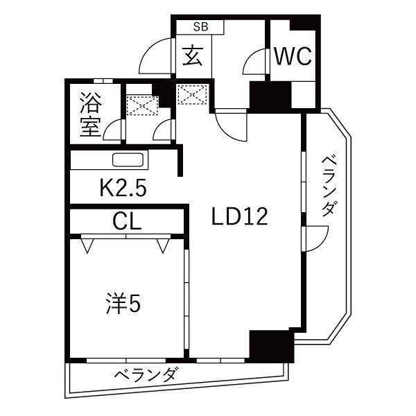 東和覚王山ヒルズ(1LDK/6階)の間取り写真