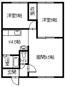 コーポキタムラ(2LDK/1階)の間取り写真