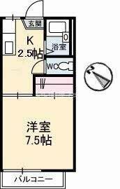 田園ハイツ(1K/2階)の間取り写真