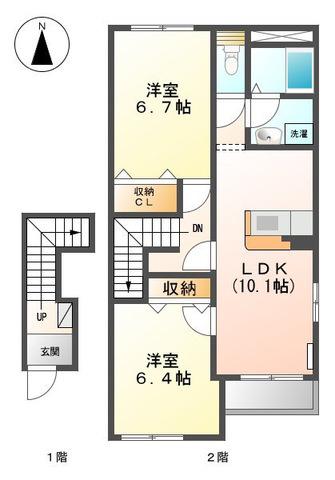 ソレイユルヴァン(2LDK/2階)の間取り写真