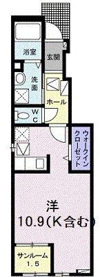 ユーフォリアネクストI(ワンルーム/1階)の間取り写真