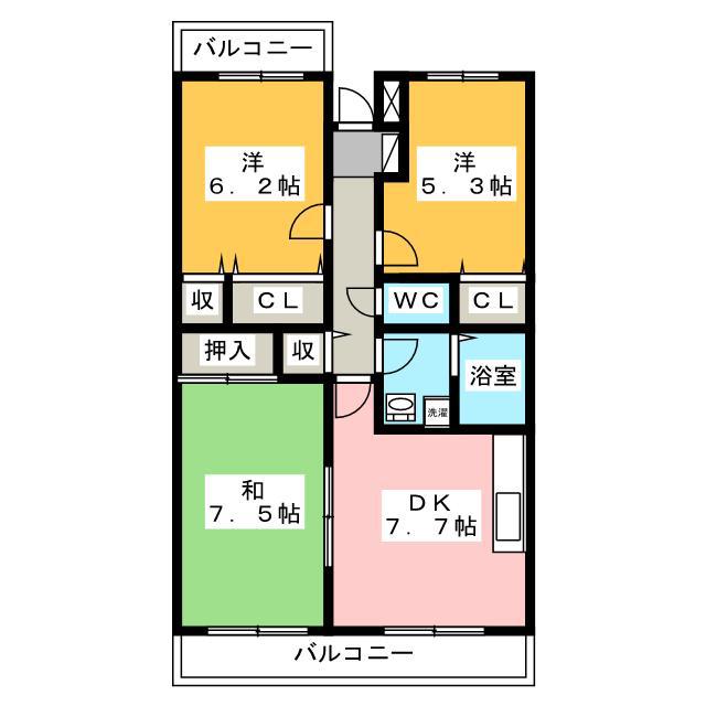 ミレニアムパレ(3DK/1階)の間取り写真