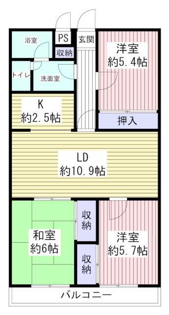メゾンドK(3LDK/1階)の間取り写真