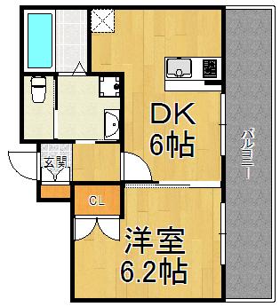 ステラハウス鳴尾(1DK/5階)の間取り写真