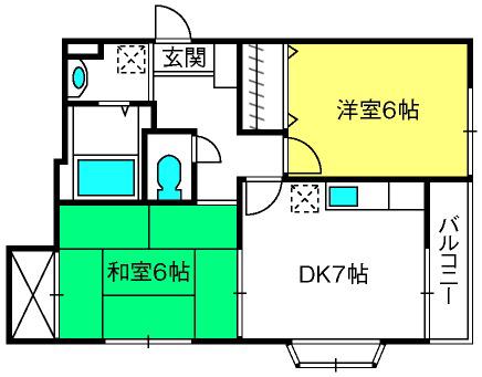 サニーフラットPART5(2DK/1階)の間取り写真