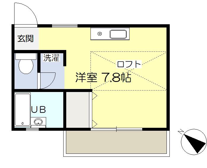 イーストパレスI(ワンルーム/2階)の間取り写真