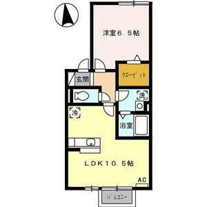 リュミエール追風(1LDK/2階)の間取り写真
