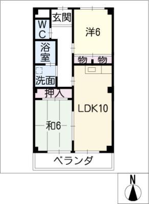 ラヴィアン(2LDK/1階)の間取り写真