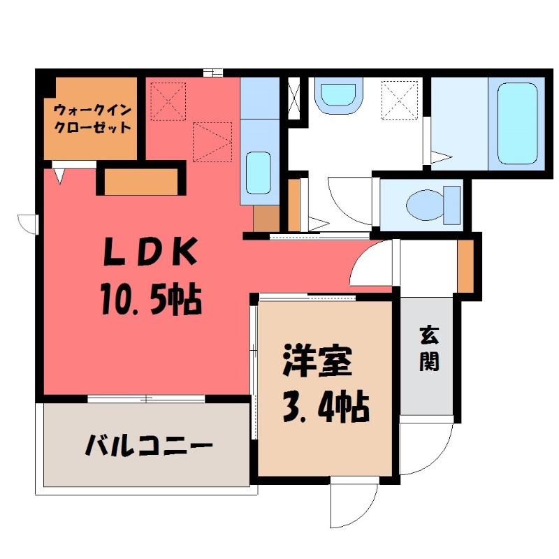 ルミエール佐谷田(1LDK/1階)の間取り写真