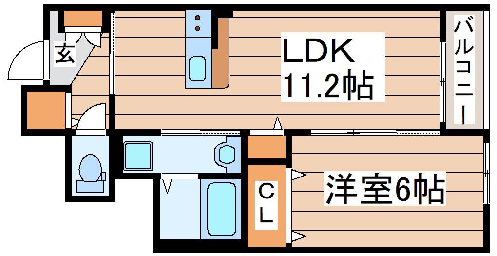 ヴィラージュ新田I(1LDK/1階)の間取り写真