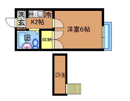 和光ハイツ(1K/2階)の間取り写真