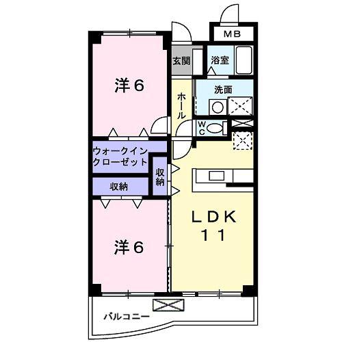 フルール野色(2LDK/4階)の間取り写真