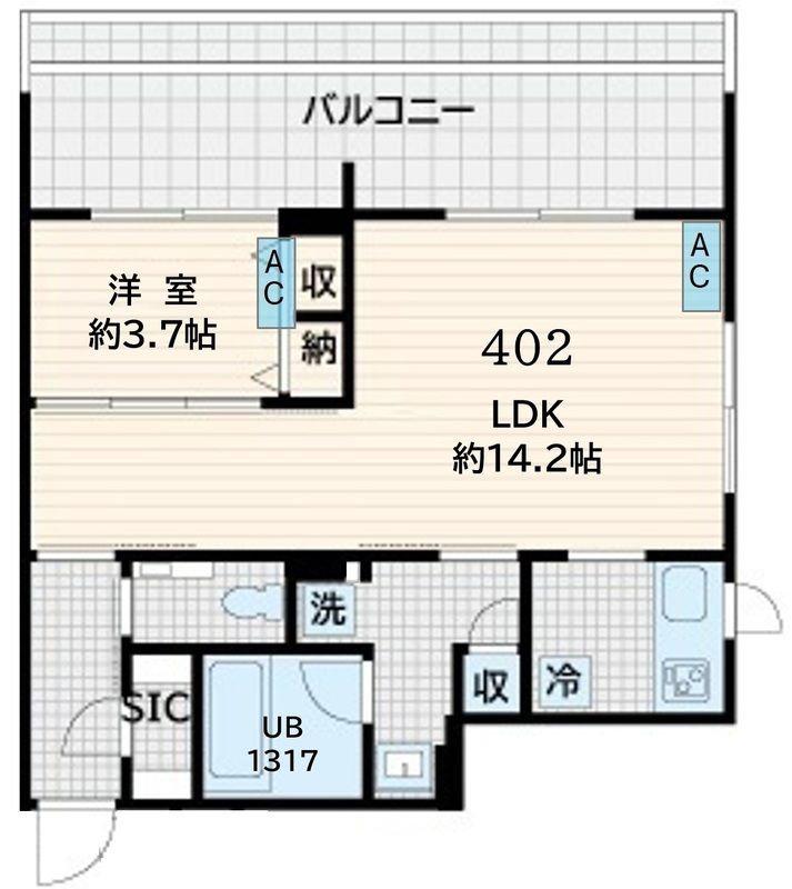 フレア恵比寿(1LDK/3階)の間取り写真
