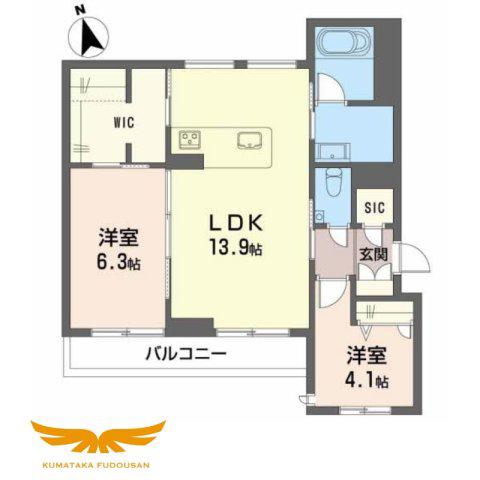 シャーメゾン帯小入口(2LDK/2階)の間取り写真