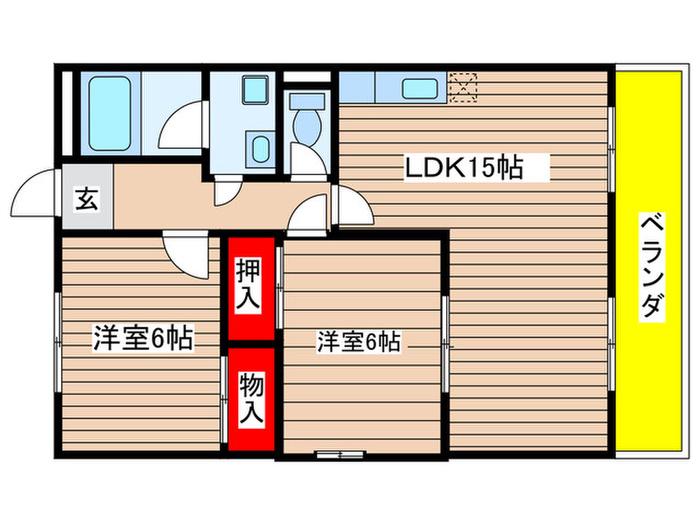 エスポア保呂(2LDK/2階)の間取り写真